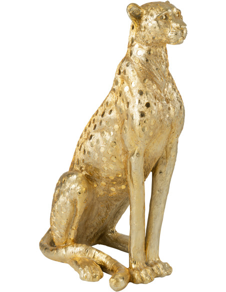 Grande Statue déco moderne XL Léopard Hauteur 88 cm en Résine Doré Mojo - 1