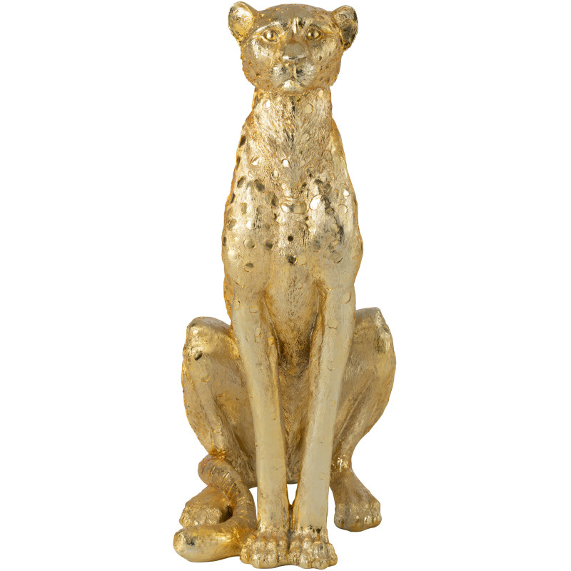 Grande Statue déco moderne XL Léopard Hauteur 88 cm en Résine Doré Mojo - 2