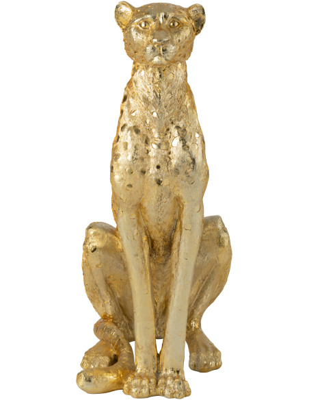 Grande Statue déco moderne XL Léopard Hauteur 88 cm en Résine Doré Mojo - 2