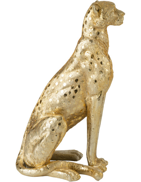Grande Statue déco moderne XL Léopard Hauteur 88 cm en Résine Doré Mojo - 3