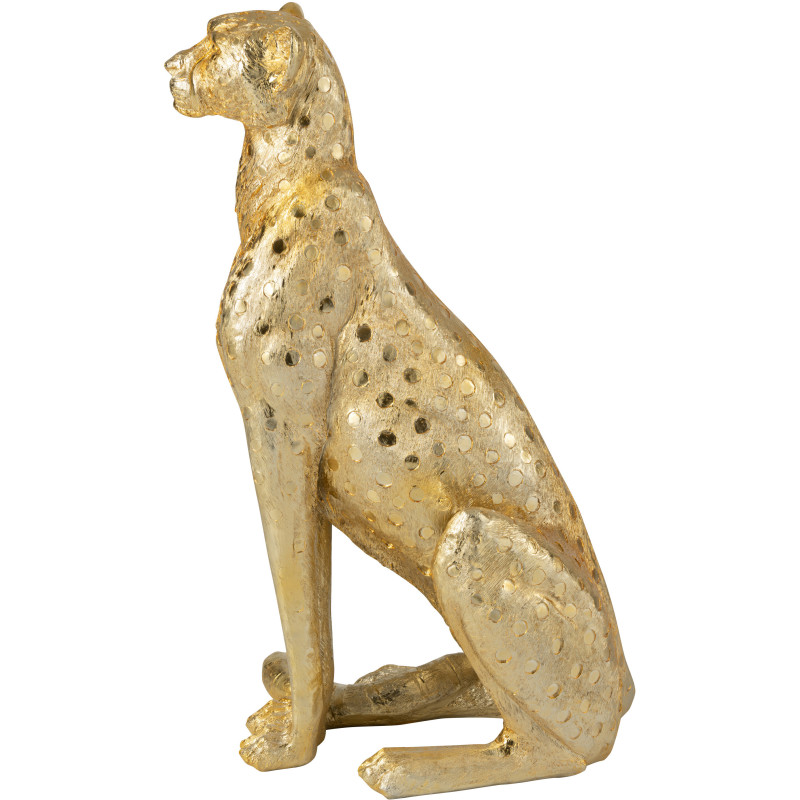 Grande Statue déco moderne XL Léopard Hauteur 88 cm en Résine Doré Mojo - 5