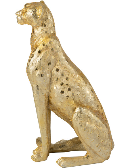 Grande Statue déco moderne XL Léopard Hauteur 88 cm en Résine Doré Mojo - 5