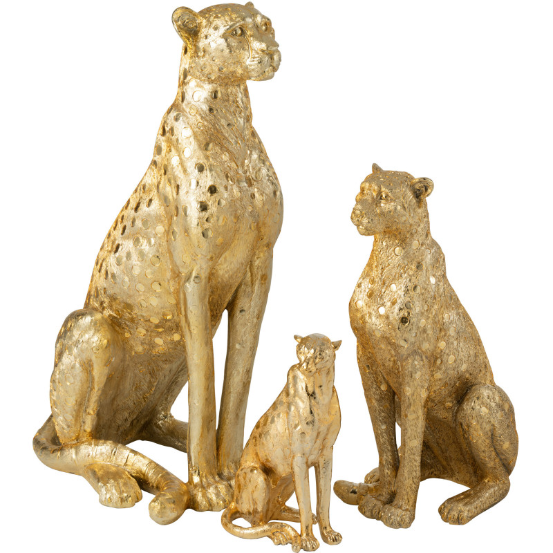 Grande Statue déco moderne XL Léopard Hauteur 88 cm en Résine Doré Mojo - 6