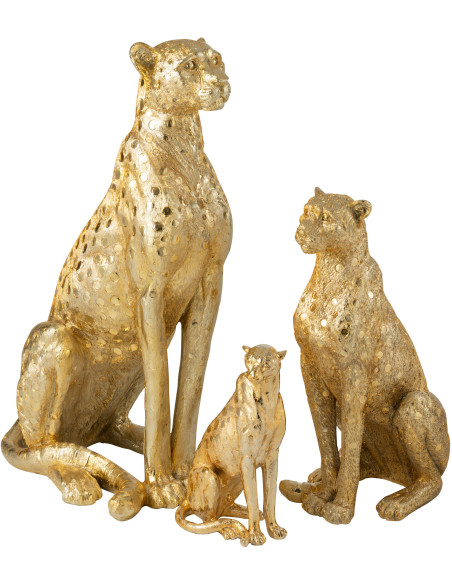 Grande Statue déco moderne XL Léopard Hauteur 88 cm en Résine Doré Mojo - 6