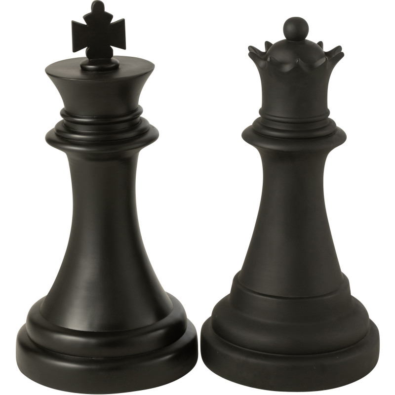 Grande Statue déco moderne Pièce d'échecs Reine Hauteur 70 cm en Résine Noir Majesty - 2