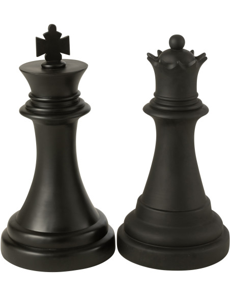 Grande Statue déco moderne Pièce d'échecs Reine Hauteur 70 cm en Résine Noir Majesty - 2