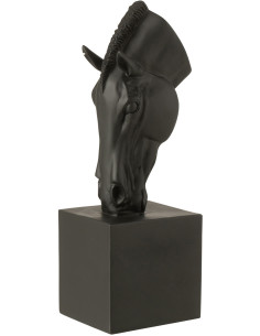 Statue déco moderne Tête de cheval Hauteur 44 cm en Résine Noir Jazz - 1