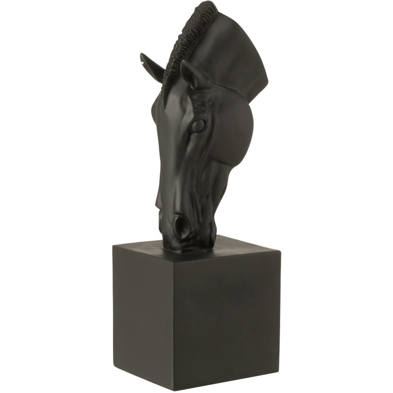 Statue déco moderne Tête de cheval Hauteur 44 cm en Résine Noir Jazz - 1