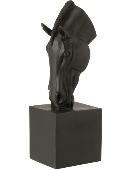 Statue déco moderne Tête de cheval Hauteur 44 cm en Résine Noir Jazz - 1