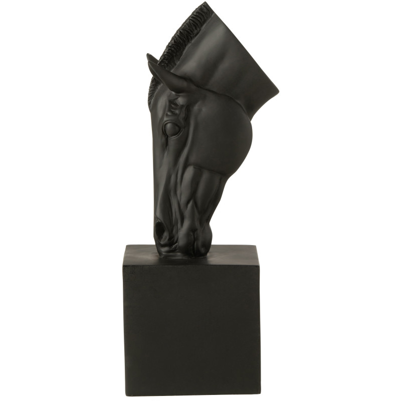 Statue déco moderne Tête de cheval Hauteur 44 cm en Résine Noir Jazz - 4