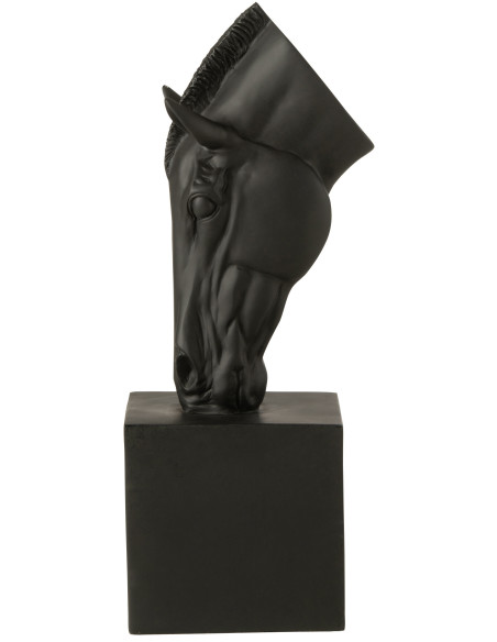 Statue déco moderne Tête de cheval Hauteur 44 cm en Résine Noir Jazz - 4