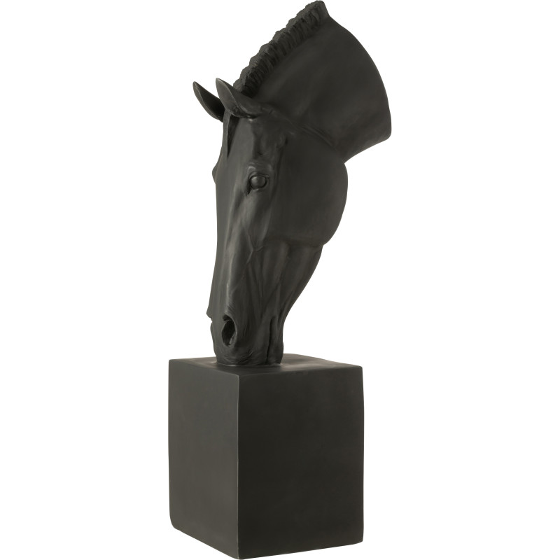 Grande Statue moderne Tête de cheval Hauteur 95 cm en Résine Noir Jazz - 1
