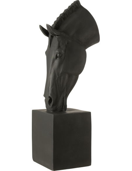 Grande Statue moderne Tête de cheval Hauteur 95 cm en Résine Noir Jazz - 1