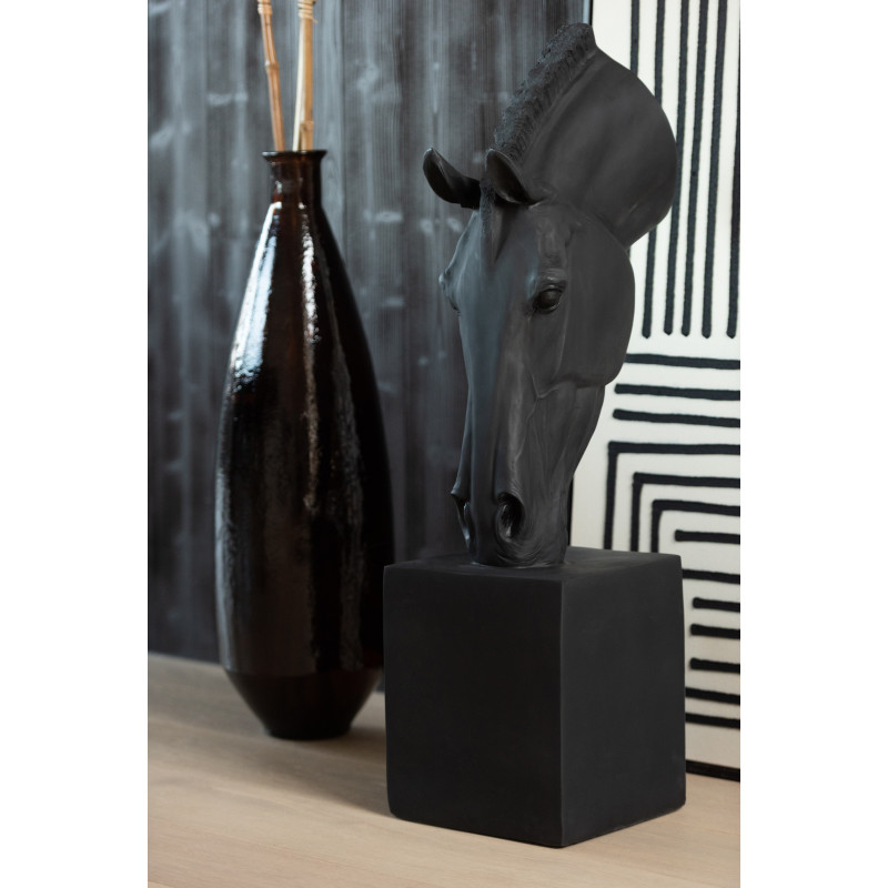 Grande Statue moderne Tête de cheval Hauteur 95 cm en Résine Noir Jazz - 2