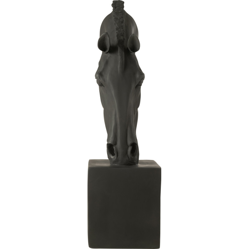Grande Statue moderne Tête de cheval Hauteur 95 cm en Résine Noir Jazz - 3