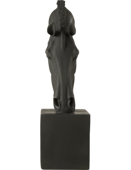 Grande Statue moderne Tête de cheval Hauteur 95 cm en Résine Noir Jazz - 3