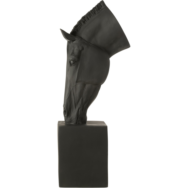Grande Statue moderne Tête de cheval Hauteur 95 cm en Résine Noir Jazz - 4