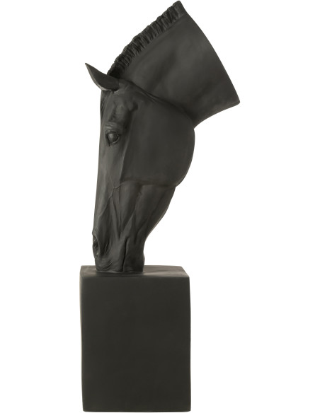 Grande Statue moderne Tête de cheval Hauteur 95 cm en Résine Noir Jazz - 4