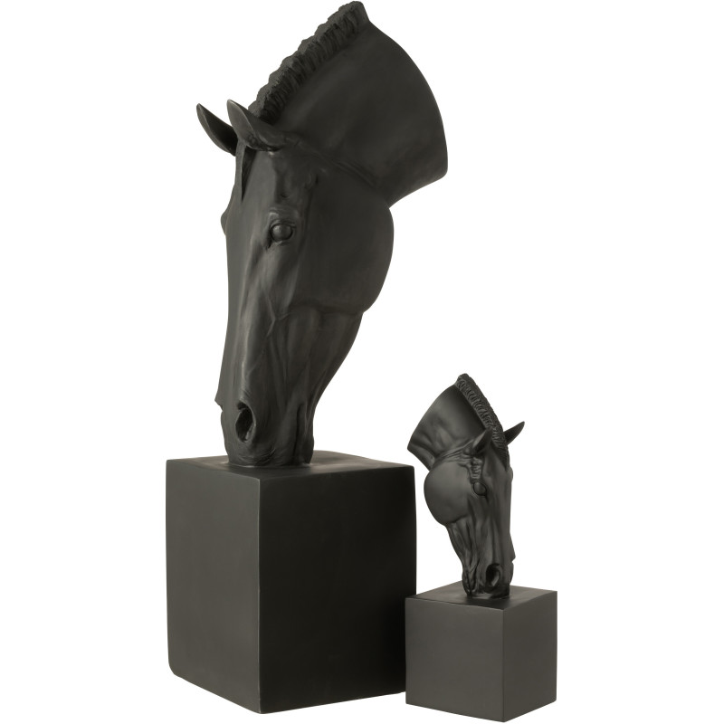Grande Statue moderne Tête de cheval Hauteur 95 cm en Résine Noir Jazz - 6