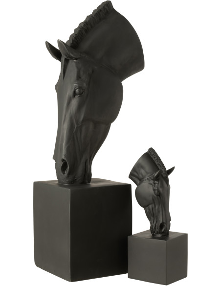 Grande Statue moderne Tête de cheval Hauteur 95 cm en Résine Noir Jazz - 6