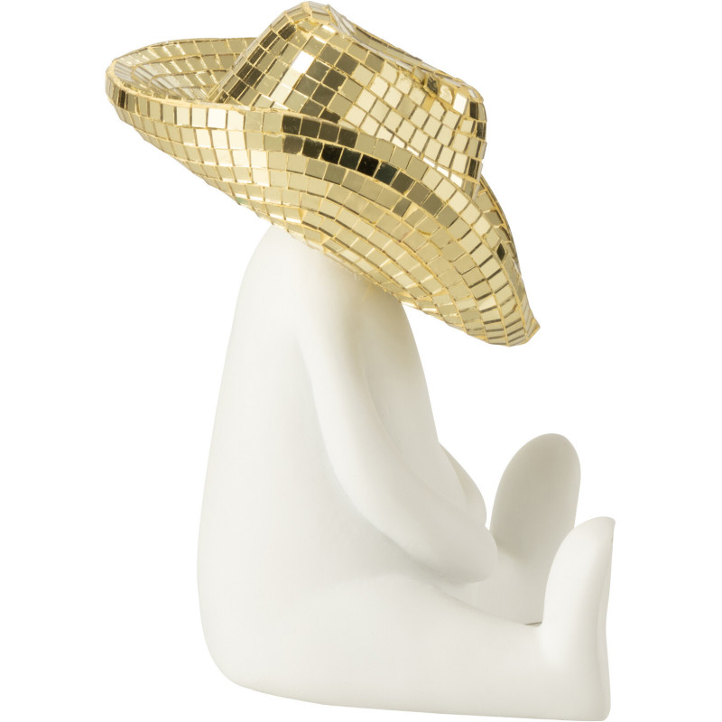 Statuette déco moderne Cowboy chapeau Hauteur 18 cm en Résine Blanc Miroir Doré Carter - 4
