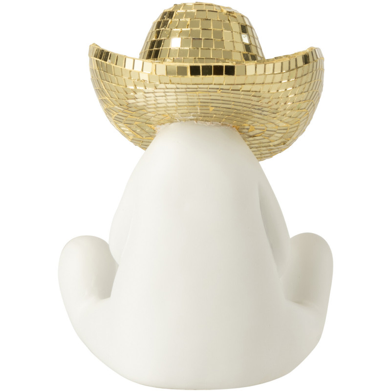 Statuette déco moderne Cowboy chapeau Hauteur 18 cm en Résine Blanc Miroir Doré Carter - 5