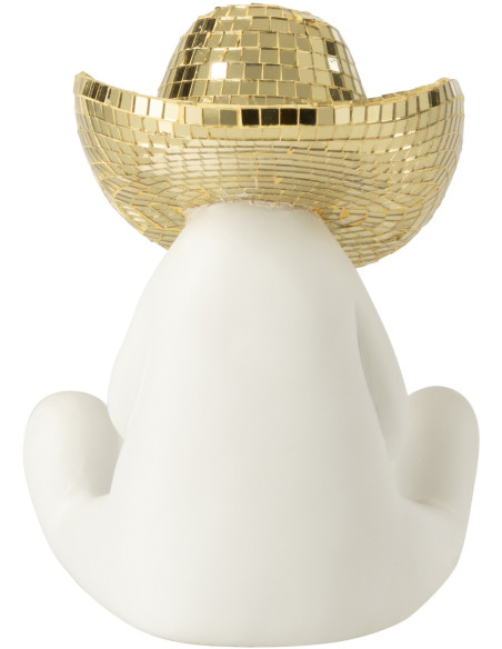 Statuette déco moderne Cowboy chapeau Hauteur 18 cm en Résine Blanc Miroir Doré Carter - 5