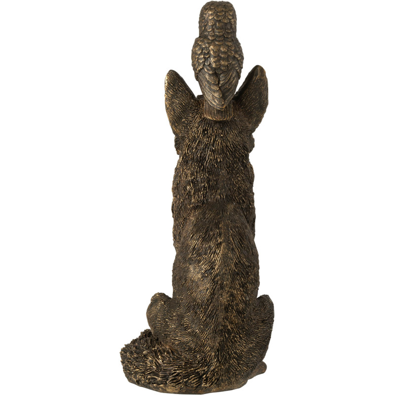 Statuette déco Renard et Hibou Hauteur 28 cm en Résine Bronze Noctura - 4