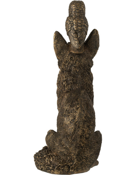Statuette déco Renard et Hibou Hauteur 28 cm en Résine Bronze Noctura - 4