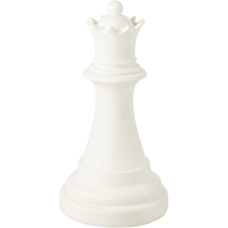 Grande Statue déco moderne Pièce d'échecs Reine Hauteur 70 cm en Résine Blanc Majesty - 1