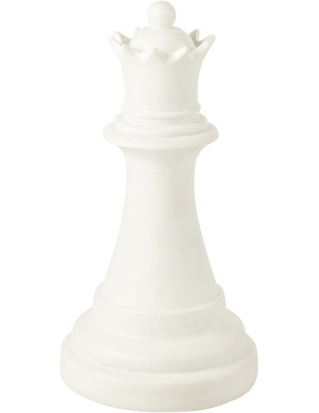 Grande Statue déco moderne Pièce d'échecs Reine Hauteur 70 cm en Résine Blanc Majesty - 1