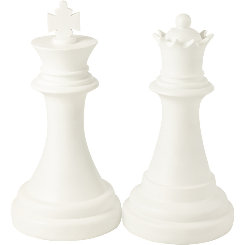 Grande Statue déco moderne Pièce d'échecs Reine Hauteur 70 cm en Résine Blanc Majesty - 2
