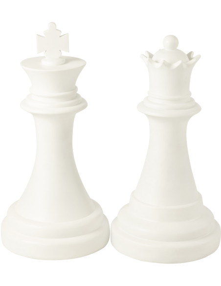 Grande Statue déco moderne Pièce d'échecs Reine Hauteur 70 cm en Résine Blanc Majesty - 2