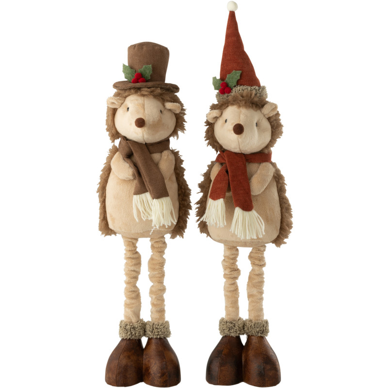 Grandes Figurines déco Noël Hérissons Hauteur 84 cm en Tissu Beige Résine Héribois (Lot de 2) - 2