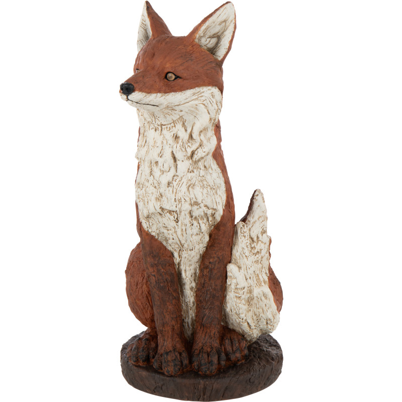 Statue déco Renard assis Hauteur 52 cm en Résine Marron Blanc Rustalis - 1