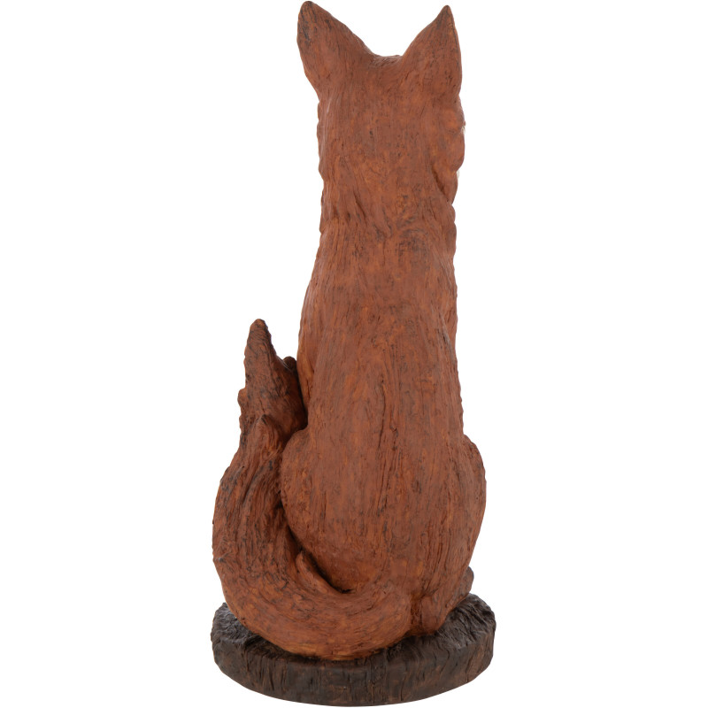 Statue déco Renard assis Hauteur 52 cm en Résine Marron Blanc Rustalis - 4