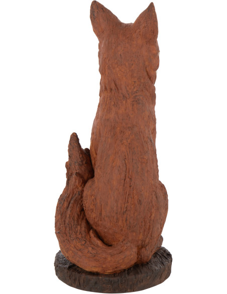 Statue déco Renard assis Hauteur 52 cm en Résine Marron Blanc Rustalis - 4