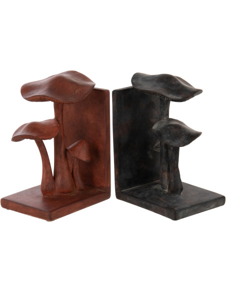Serre livres original Champignons Hauteur 19 cm en Résine Marron Noir Mushwa - 1