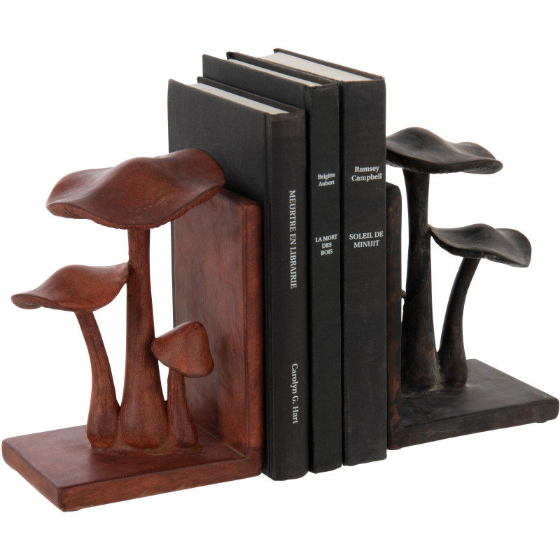 Serre livres original Champignons Hauteur 19 cm en Résine Marron Noir Mushwa - 3