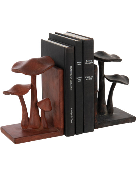 Serre livres original Champignons Hauteur 19 cm en Résine Marron Noir Mushwa - 3