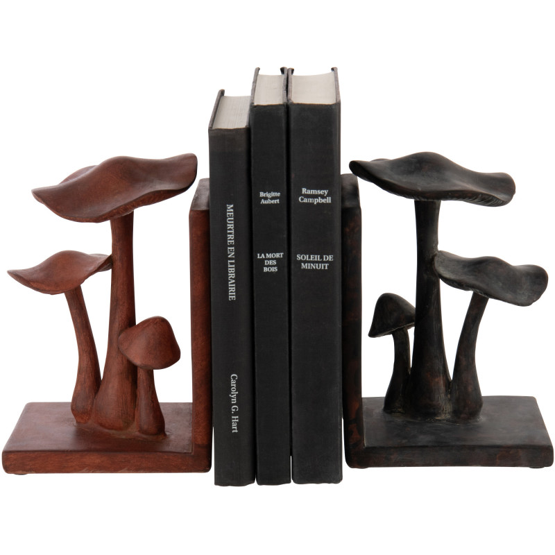 Serre livres original Champignons Hauteur 19 cm en Résine Marron Noir Mushwa - 4