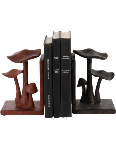 Serre livres original Champignons Hauteur 19 cm en Résine Marron Noir Mushwa - 4
