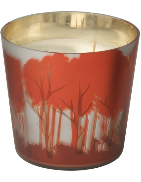 Petite Bougie parfumée Senteur Boisée Grape Wood 50 heures Photophore motif forêt en Cire de soja Verre Rouge Noa - 3