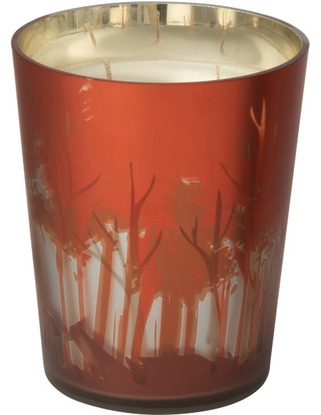 Bougie parfumée Senteur Boisée Grape Wood 68 heures Photophore motif forêt en Cire de soja Verre Rouge Noa - 3