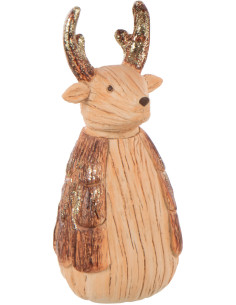Statuette déco Noël Renne Hauteur 20 cm en Résine Marron camel Fjordis - 1