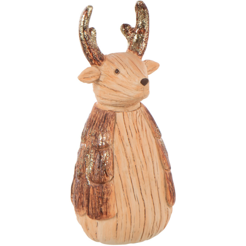 Statuette déco Noël Renne Hauteur 20 cm en Résine Marron camel Fjordis - 1