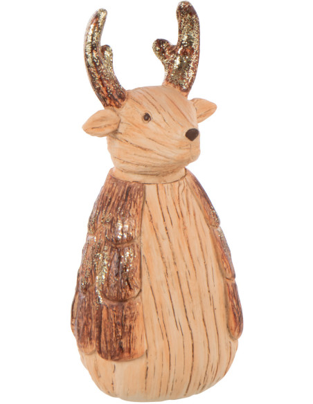 Statuette déco Noël Renne Hauteur 20 cm en Résine Marron camel Fjordis - 1