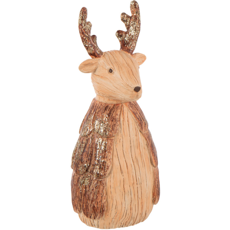 Grande Statuette déco Noël Renne Hauteur 26 cm en Résine Marron camel Fjordis - 1