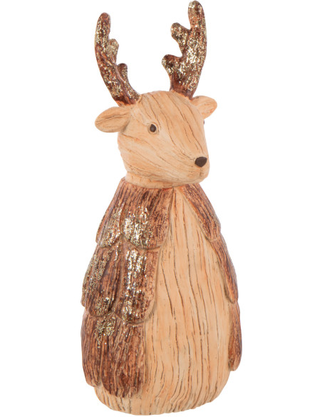 Grande Statuette déco Noël Renne Hauteur 26 cm en Résine Marron camel Fjordis - 1