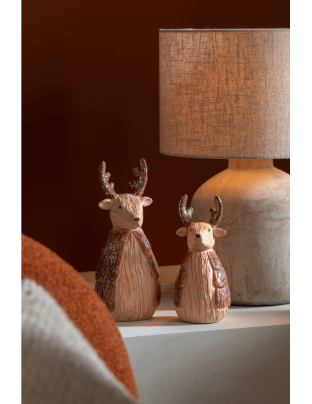 Grande Statuette déco Noël Renne Hauteur 26 cm en Résine Marron camel Fjordis - 2